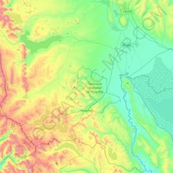 Mapa topográfico Huayllay, altitud, relieve
