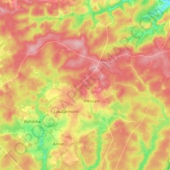 Mapa topográfico Anlier, altitud, relieve