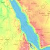 Mapa topográfico Mar Rojo, altitud, relieve