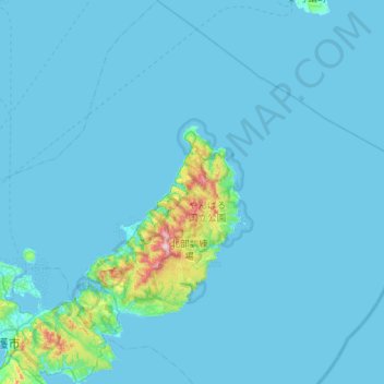 Mapa topográfico Kunigami, altitud, relieve