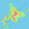 Mapa topográfico Prefectura de Hokkaidō, altitud, relieve