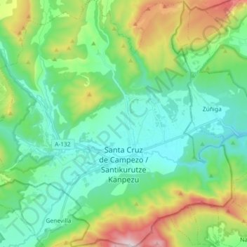Mapa topográfico Campezo, altitud, relieve