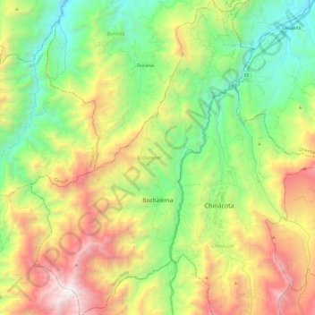Mapa topográfico Bochalema, altitud, relieve
