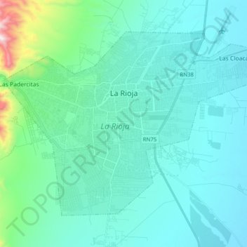 Mapa topográfico La Rioja, altitud, relieve