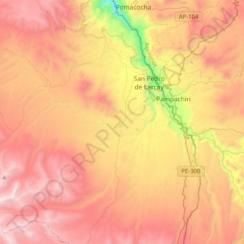 Mapa topográfico Soras, altitud, relieve