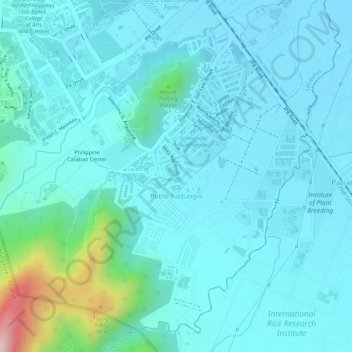 Mapa topográfico Putho Tuntungin, altitud, relieve