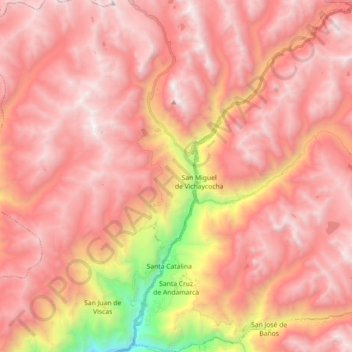 Mapa topográfico Santa Cruz de Andamarca, altitud, relieve