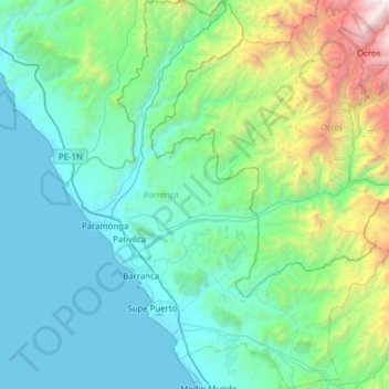 Mapa topográfico Barranca, altitud, relieve