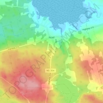 Mapa topográfico Noel, altitud, relieve