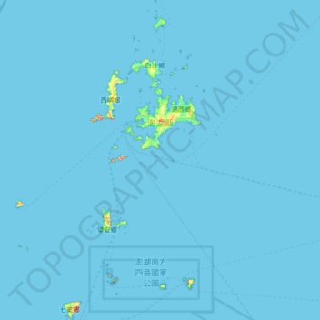 Mapa topográfico 澎湖群島, altitud, relieve