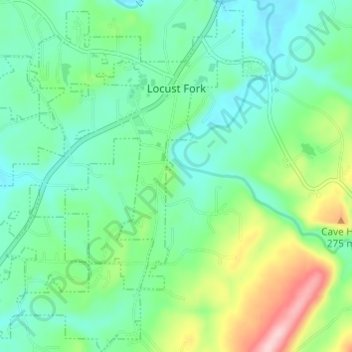 Mapa topográfico Locust Fork, altitud, relieve