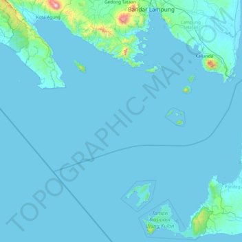 Mapa topográfico Sunda Strait, altitud, relieve