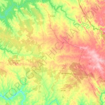 Mapa topográfico Granja, altitud, relieve