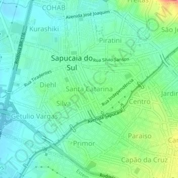 Mapa topográfico Santa Catarina, altitud, relieve