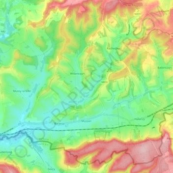 Mapa topográfico Musson, altitud, relieve