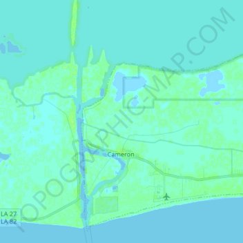 Mapa topográfico Cameron, altitud, relieve