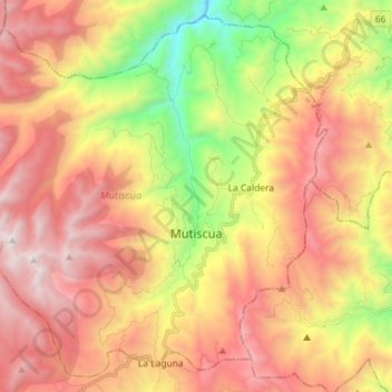 Mapa topográfico Mutiscua, altitud, relieve