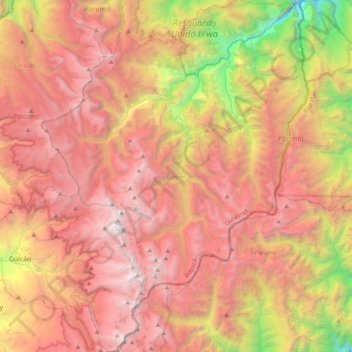 Mapa topográfico Güicán, altitud, relieve