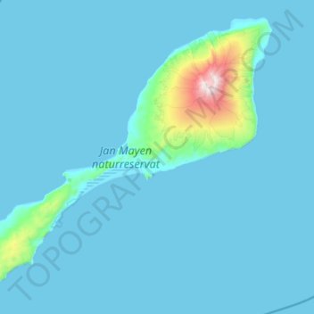 Mapa topográfico Jan Mayen, altitud, relieve