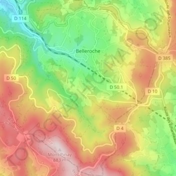 Mapa topográfico Belleroche, altitud, relieve