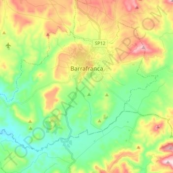 Mapa topográfico Barrafranca, altitud, relieve