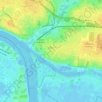 Mapa topográfico Grohn, altitud, relieve