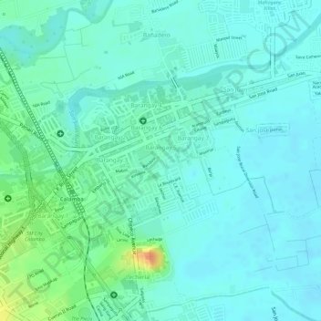 Mapa topográfico Barangay 5, altitud, relieve