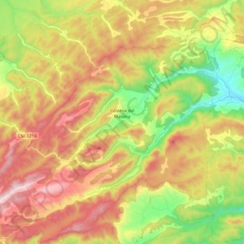 Mapa topográfico Paterna del Madera, altitud, relieve