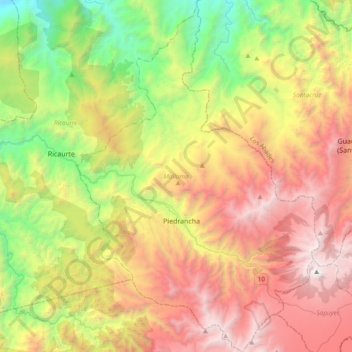 Mapa topográfico Mallama, altitud, relieve