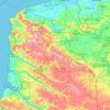 Mapa topográfico Paso de Calais, altitud, relieve