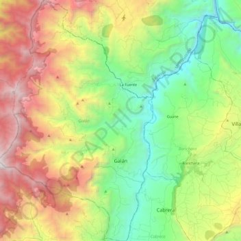 Mapa topográfico Galán, altitud, relieve