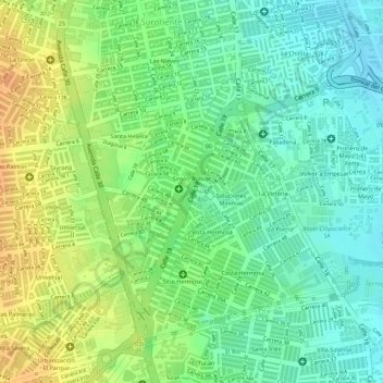 Mapa topográfico Simón Bolívar, altitud, relieve