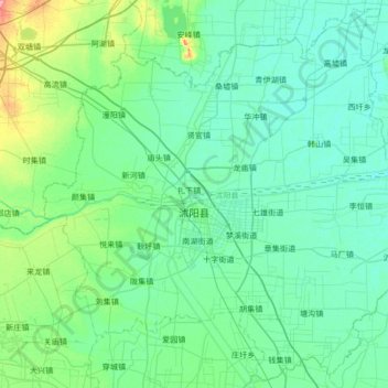 Mapa topográfico 沭阳县, altitud, relieve