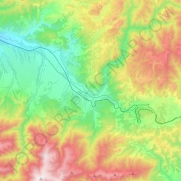 Mapa topográfico Baru, altitud, relieve