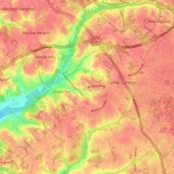 Mapa topográfico Camp Springs, altitud, relieve