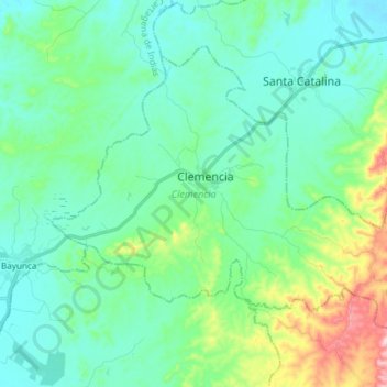 Mapa topográfico Clemencia, altitud, relieve