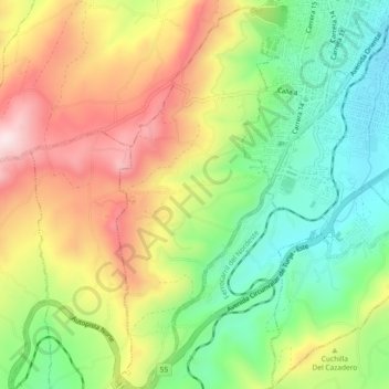 Mapa topográfico Runta Parte Alta, altitud, relieve