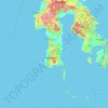 Mapa topográfico Célebes Meridional, altitud, relieve
