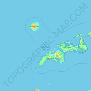 Mapa topográfico Kepulauan Togean National Park, altitud, relieve