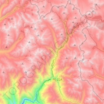 Mapa topográfico Chicla, altitud, relieve