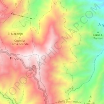 Mapa topográfico Alto del Obispo, altitud, relieve