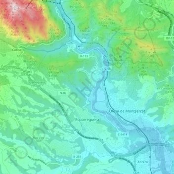 Mapa topográfico Esparreguera, altitud, relieve
