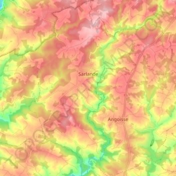 Mapa topográfico Sarlande, altitud, relieve