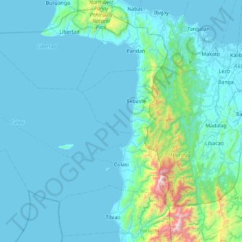 Mapa topográfico Culasi, altitud, relieve