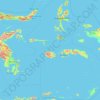 Mapa topográfico Islas Molucas, altitud, relieve