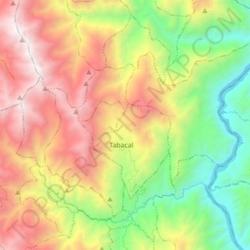 Mapa topográfico Tabacal, altitud, relieve
