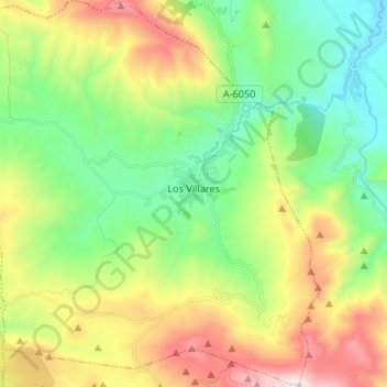 Mapa topográfico Los Villares, altitud, relieve