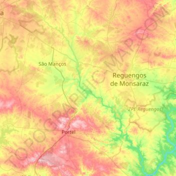 Mapa topográfico Rio Degebe, altitud, relieve