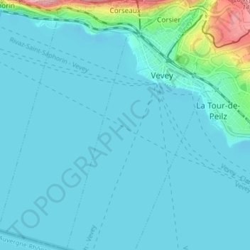 Mapa topográfico Corseaux, altitud, relieve