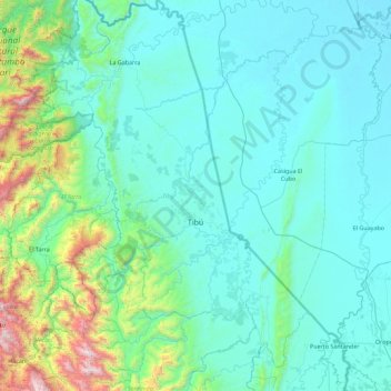 Mapa topográfico Tibú, altitud, relieve